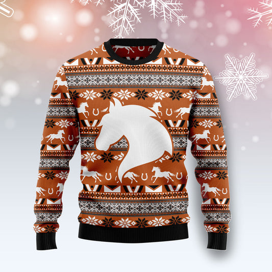 Horse Pattern T2711 unisex womens & mens, couples matching, friends, funny family ugly christmas holiday sweater gifts (plus size available)