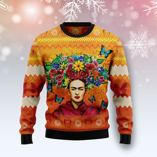 Frida Kahlo Butterfly Pattern T2711 unisex womens & mens, couples matching, friends, funny family ugly christmas holiday sweater gifts (plus size available)