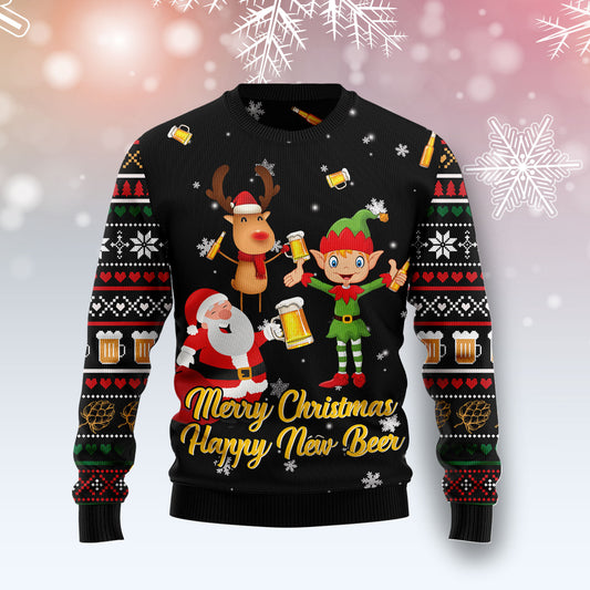 Santa Claus Happy T0412 unisex womens & mens, couples matching, friends, funny family ugly christmas holiday sweater gifts (plus size available)