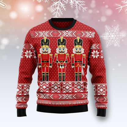 Three Nutcrackers HZ120211 unisex womens & mens, couples matching, friends, funny family ugly christmas holiday sweater gifts (plus size available)