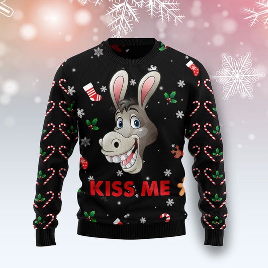 Donkey Kissme HZ121008 unisex womens & mens, couples matching, friends, funny family ugly christmas holiday sweater gifts (plus size available)