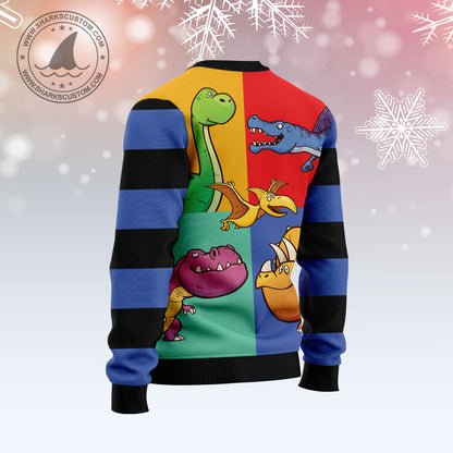 Dinosaur Color T1910 Ugly Christmas Sweater