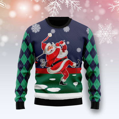 Santa Golfer HZ120312 unisex womens & mens, couples matching, friends, funny family ugly christmas holiday sweater gifts (plus size available)