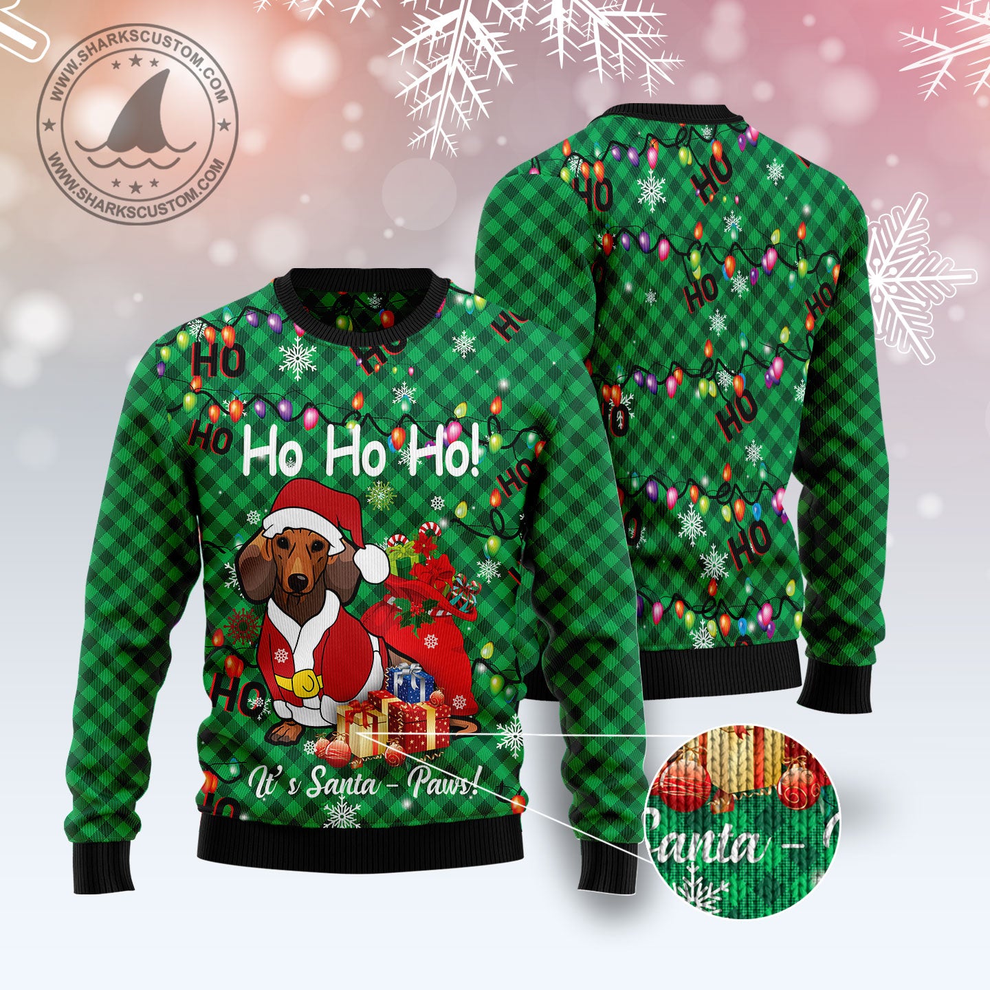 Dachshund Santa Paw T2210 Ugly Christmas Sweater