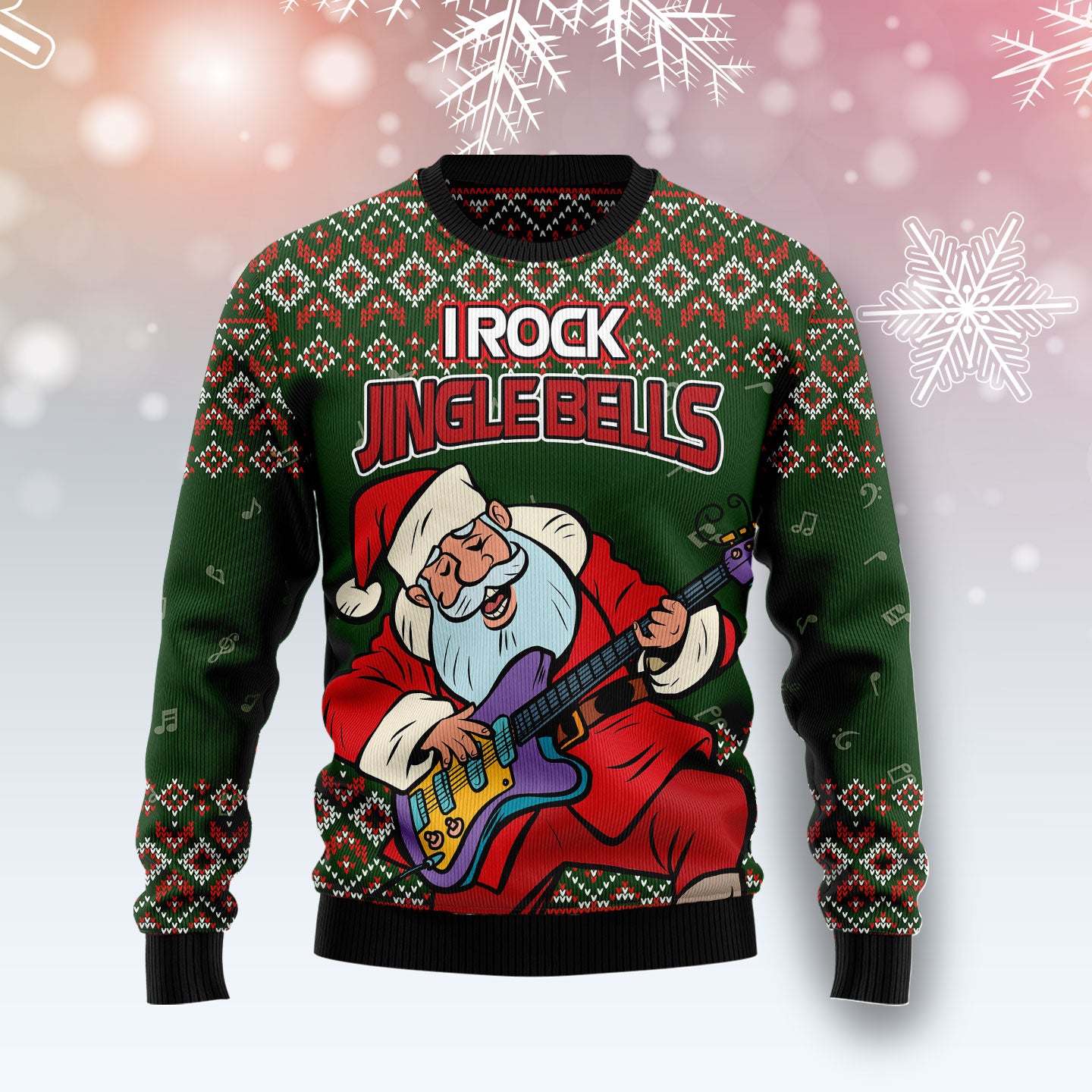 I Rock Jingle Bells HZ120713 unisex womens & mens, couples matching, friends, funny family ugly christmas holiday sweater gifts (plus size available)