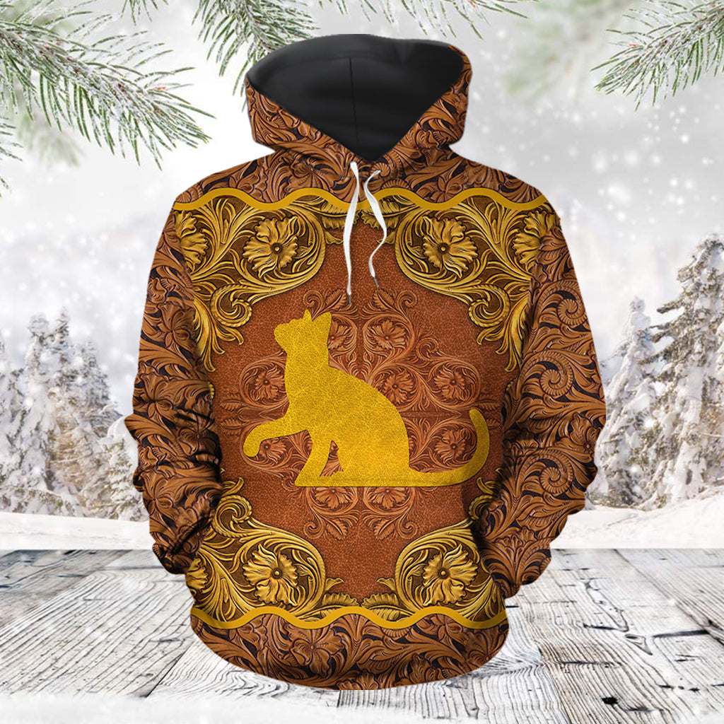 Love Cat antique golden HZ121605 unisex womens & mens, couples matching, friends, funny family sublimation 3D hoodie christmas holiday gifts (plus size available)