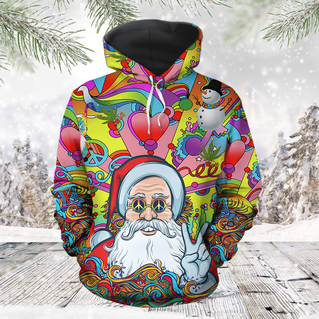 Hippie Santa HZ121606 unisex womens & mens, couples matching, friends, funny family sublimation 3D hoodie christmas holiday gifts (plus size available)