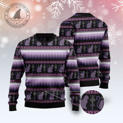 Cat Purple Pattern T810 Ugly Christmas Sweater