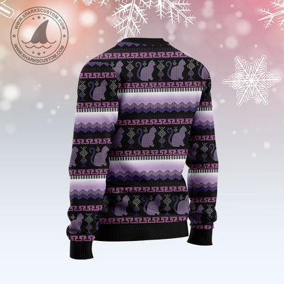 Cat Purple Pattern T810 Ugly Christmas Sweater