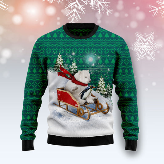 Polar Bear Sleigh T3010 Ugly Christmas Sweater