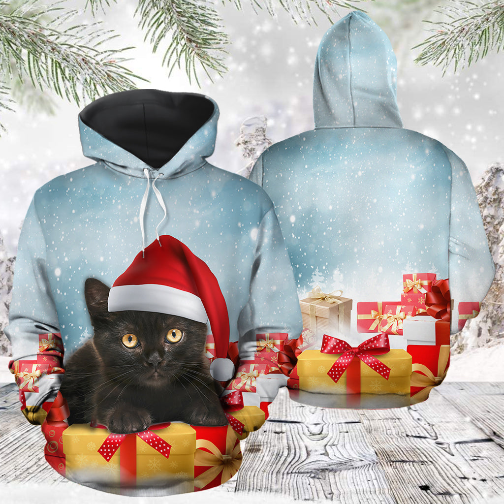 Christmas Black Cat HZ121012 unisex womens & mens, couples matching, friends, funny family sublimation 3D hoodie christmas holiday gifts (plus size available)