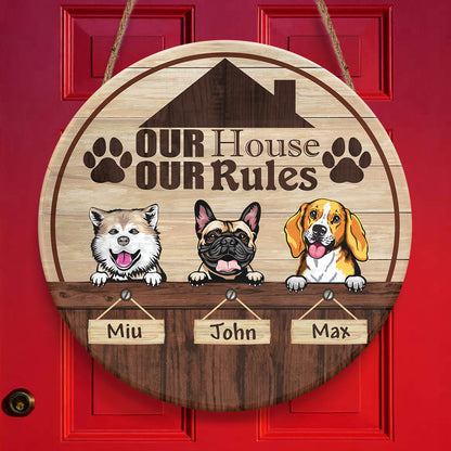 My House My Rules Dog Personalizedwitch Personalized Round Wood Sign Outdoor Decor