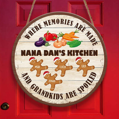 Where Memories Are Made And Grandkids Are Spoiled Nana Kitchen Personalizedwitch Personalized Round Wood Sign Outdoor Decor
