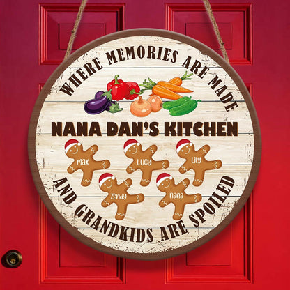 Where Memories Are Made And Grandkids Are Spoiled Nana Kitchen Personalizedwitch Personalized Round Wood Sign Outdoor Decor