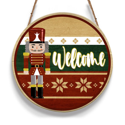 Nutcracker Welcome Personalizedwitch Round Wood Sign Outdoor Decor