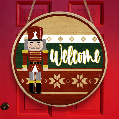 Nutcracker Welcome Personalizedwitch Round Wood Sign Outdoor Decor