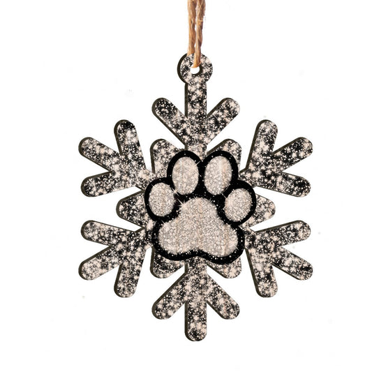 Paw Snowflake Personalizedwitch Printed Wood Christmas Ornament