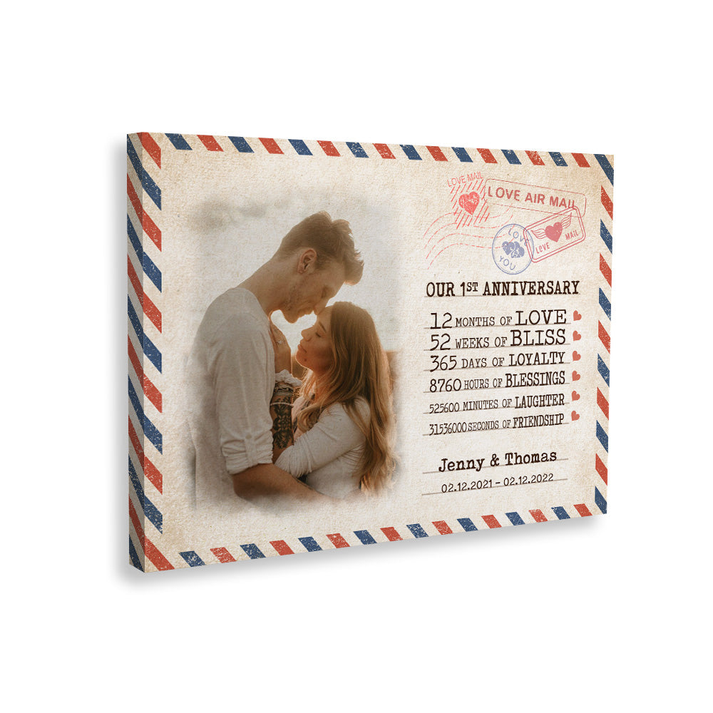 Our 1st Anniversary Letter Valentine Gift Personalized Canvas