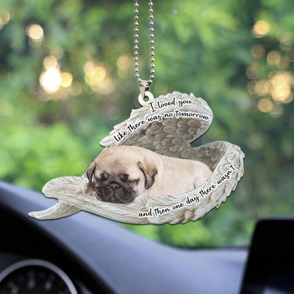 Pug Sleeping Angel Personalizedwitch Flat Car Ornament