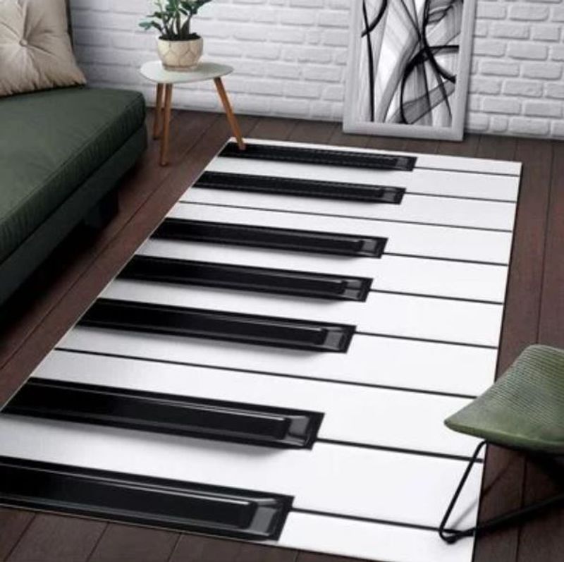 Notes And Keys Piano Rectangle Rug 26