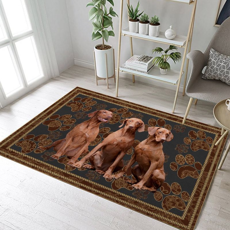 Vizsla Floral Paw Rectangle Rug 112