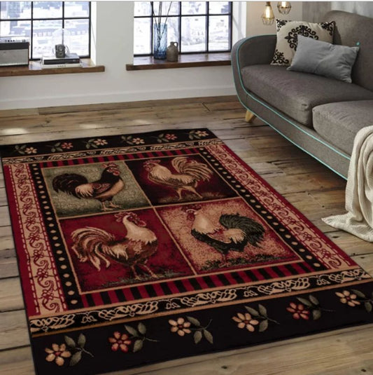 Beautiful Rooster Chicken Rectangle Rug