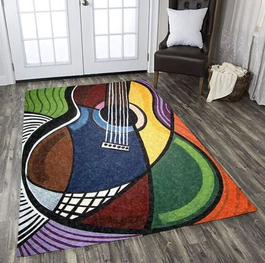 Beautiful Color Guitar Rectangle Rug