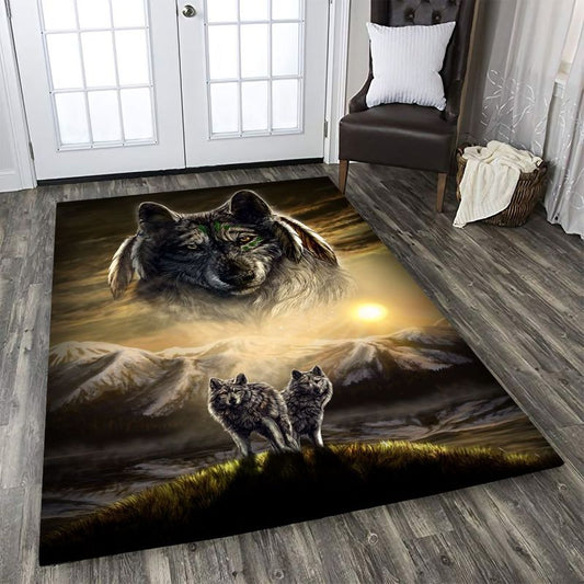 Wolf Calling Nature Rectangle Rug 11