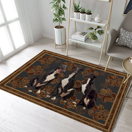 Greyhound Floral Paw Rectangle Rug 112
