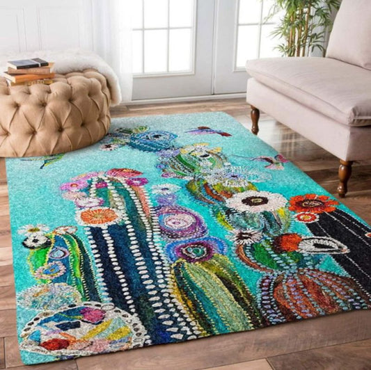 Colorful Cactus Rectangle Rug
