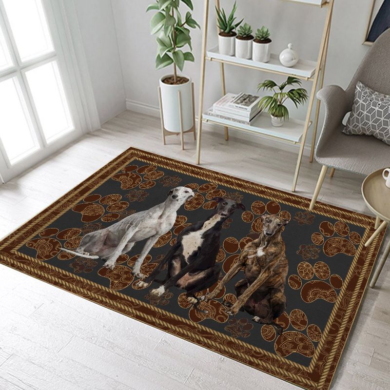 Greyhound Floral Paw Three Colors Rectangle Rug 112