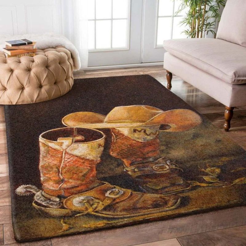 Boots And Hat Cowboy Rectangle Rug 11