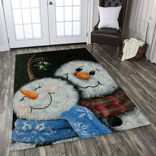 Couple Snowman Christmas Rectangle Rug