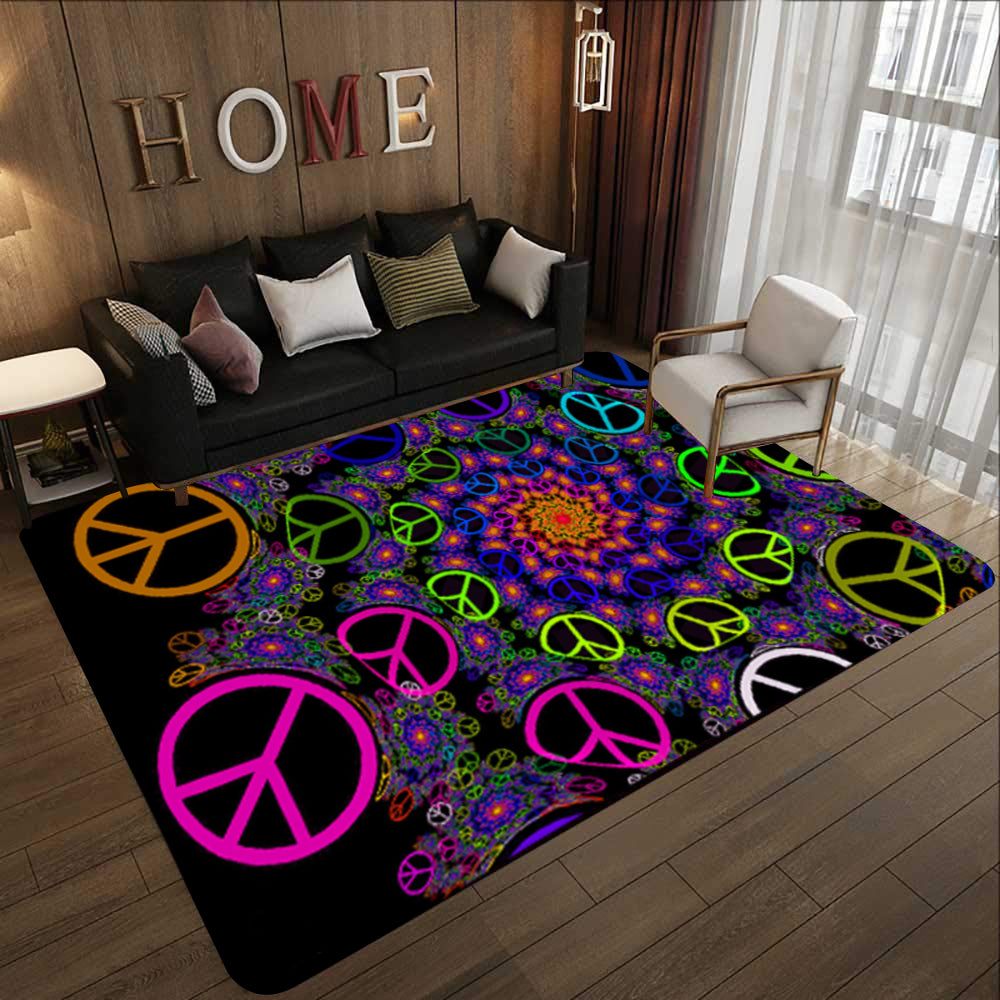 Peace Hippie Symbol - Rectangle Rug