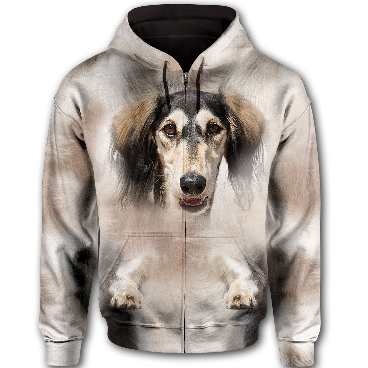 Saluki Cute Dog Face T284 - All Over Print Zip Hoodie