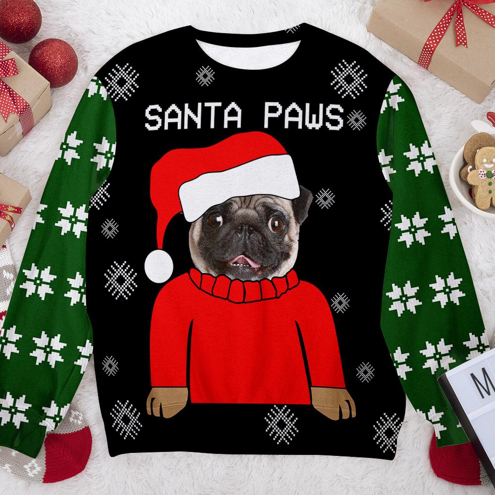 Santa Paws Custom Face Personalizedwitch Personalized Christmas Sweater