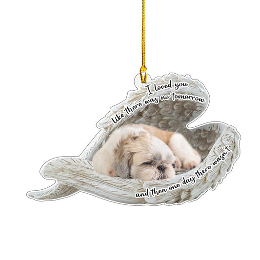 Shih Tzu Sleeping Angel Wings Personalizedwitch Christmas Memorial Ornament