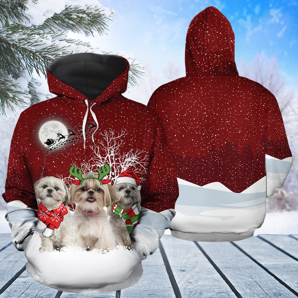 Shih Tzu Wonderful Time T0412 unisex womens & mens, couples matching, friends, funny family sublimation 3D hoodie christmas holiday gifts (plus size available)
