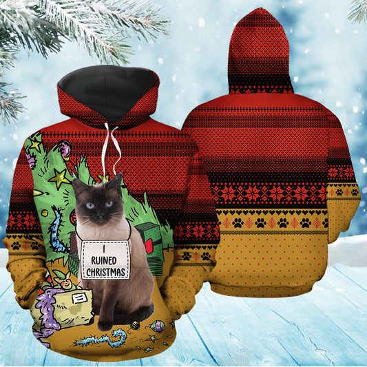 Siamese Cat Ruined Christmas TY1012 unisex womens & mens, couples matching, friends, funny family sublimation 3D hoodie christmas holiday gifts (plus size available)