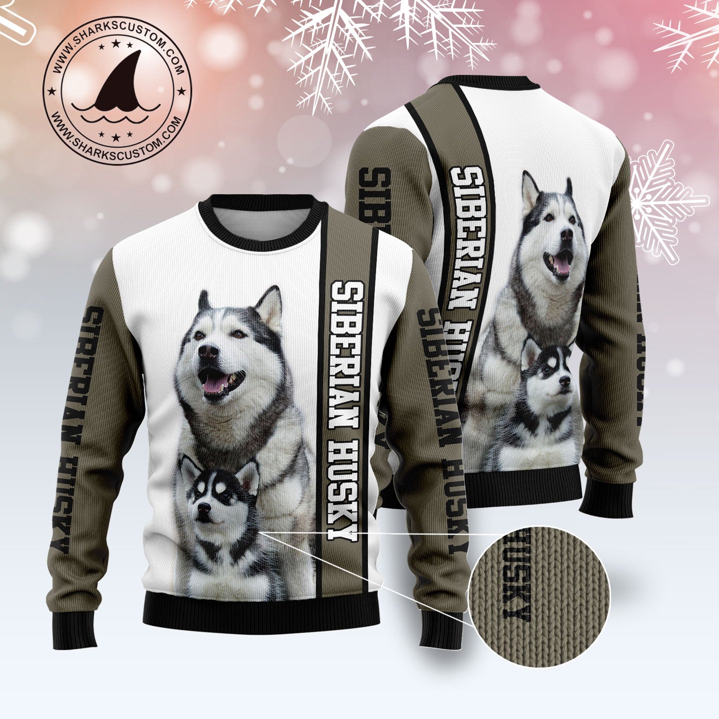 Rescued Siberian Husky D1011 Ugly Christmas Sweater