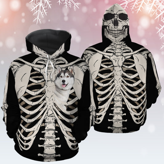 Siberian Husky Skeleton TY1512 unisex womens & mens, couples matching, friends, funny family sublimation 3D hoodie christmas holiday gifts (plus size available)