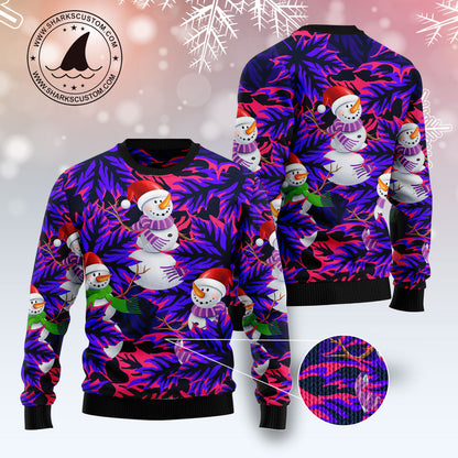 Snowman Leaves TY2311 unisex womens & mens, couples matching, friends, funny family ugly christmas holiday sweater gifts (plus size available)