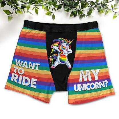 Want To Ride My Unicorn? All Over Print Men's Boxer Brief