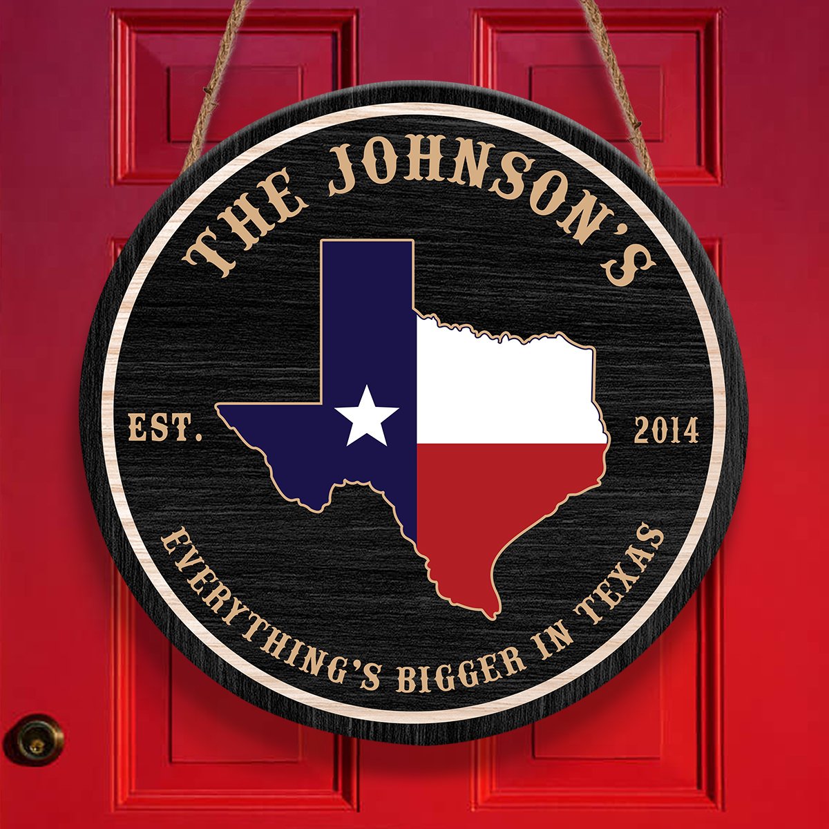 Everything's Bigger In Texas Family Personalizedwitch Personalized Round Wood Sign Outdoor Decor
