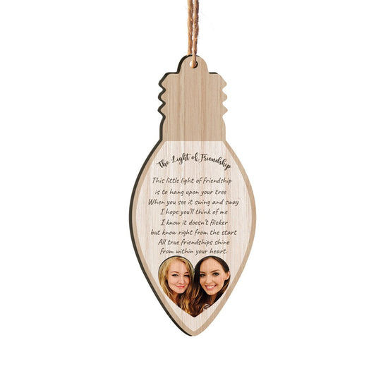 The Light Of Friendship Personalizedwitch Personalized Printed Wood Christmas Ornament