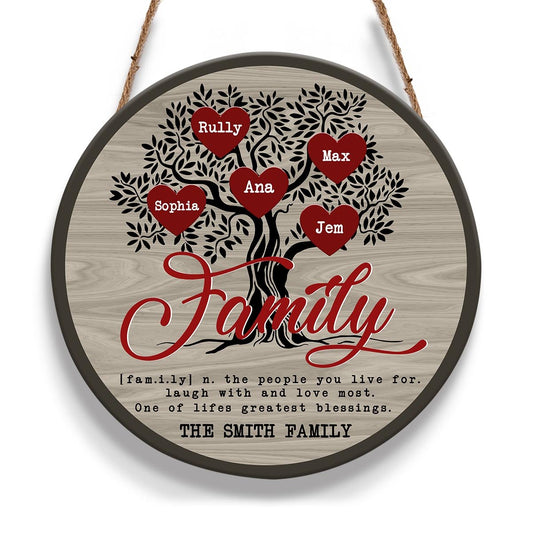 Tree Family Door Sign Personalizedwitch Personalized Round Wood Sign Outdoor Decor