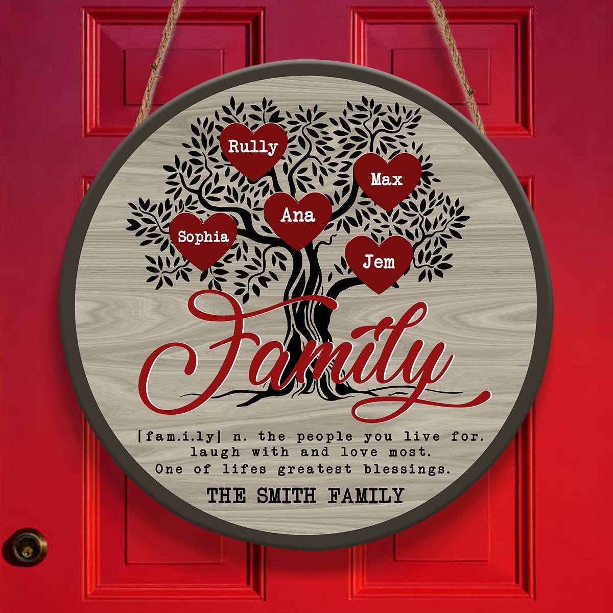 Tree Family Door Sign Personalizedwitch Personalized Round Wood Sign Outdoor Decor