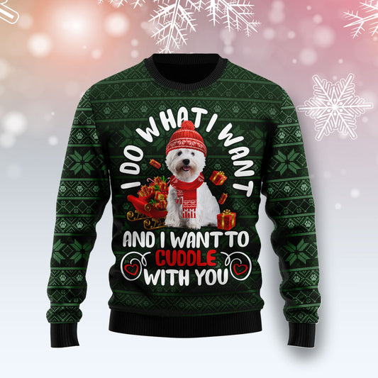 West Highland White Terrier I Want TY0712 unisex womens & mens, couples matching, friends, funny family ugly christmas holiday sweater gifts (plus size available)