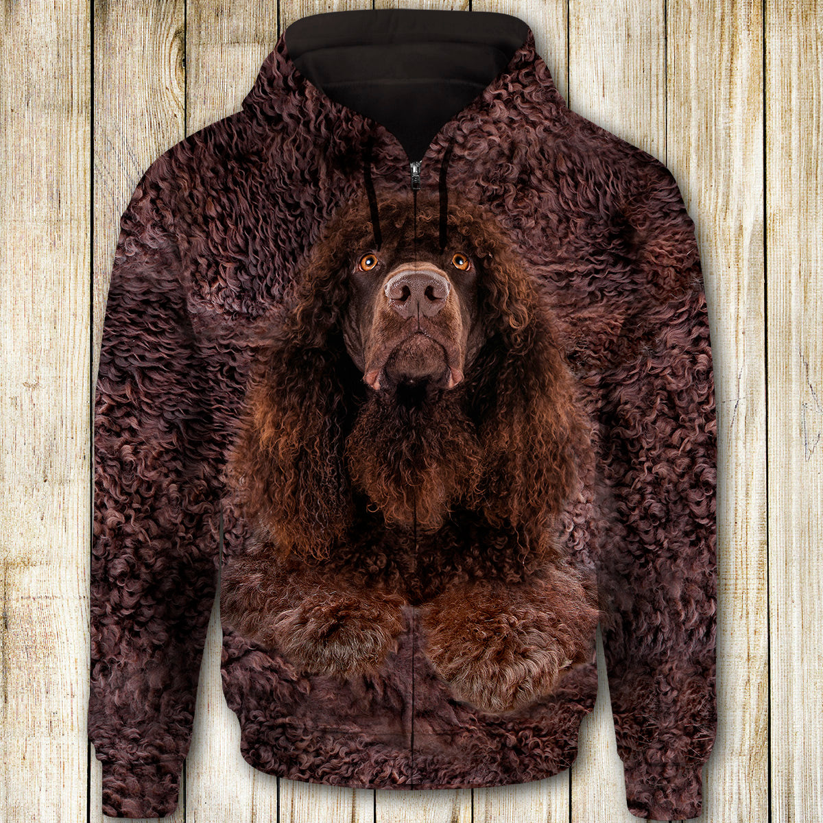 Irish Water Spaniel Cute Dog Face T284 - All Over Print Zip Hoodie